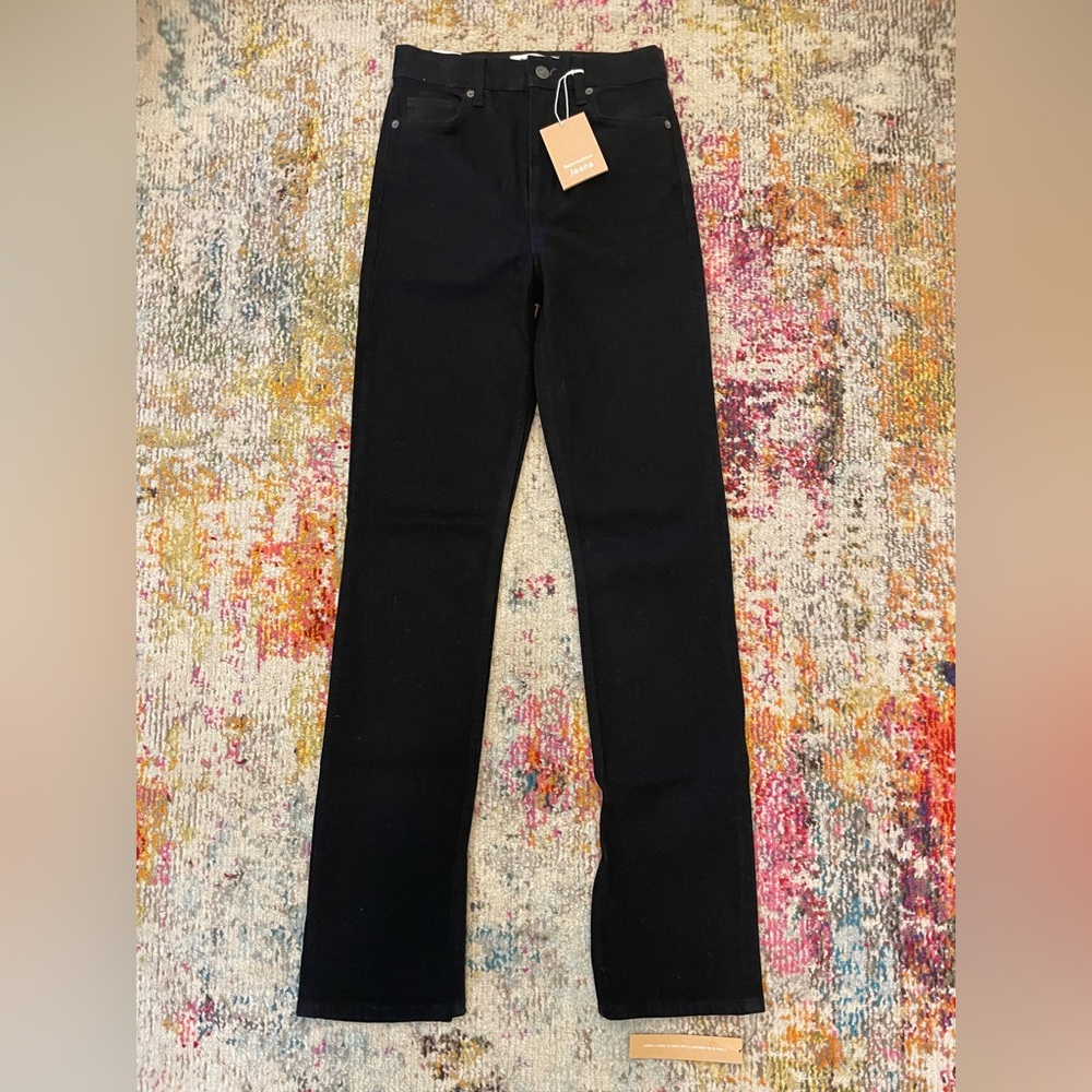 Reformation Liza Slit Hem Ultra High Rise Straight Long Jeans Black Wash (NWT)